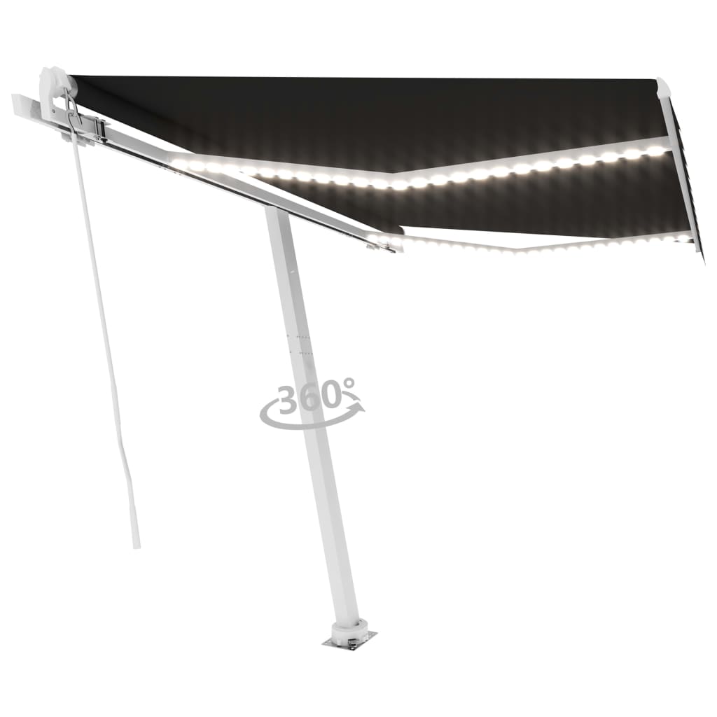 vidaXL Copertină retractabilă manual cu LED, antracit, 300x250 cm
