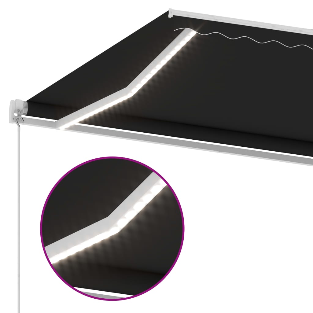vidaXL Copertină retractabilă manual cu LED, antracit, 300x250 cm