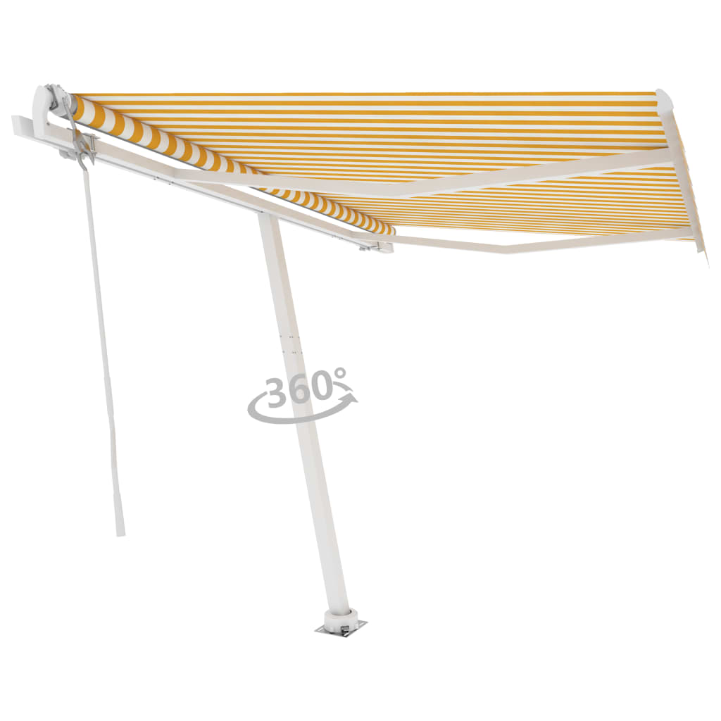 vidaXL Copertină autonomă retractabilă automat galben&alb 300x250 cm vidaXL Copertină autonomă retractabilă automat galben&alb 300x250 cm