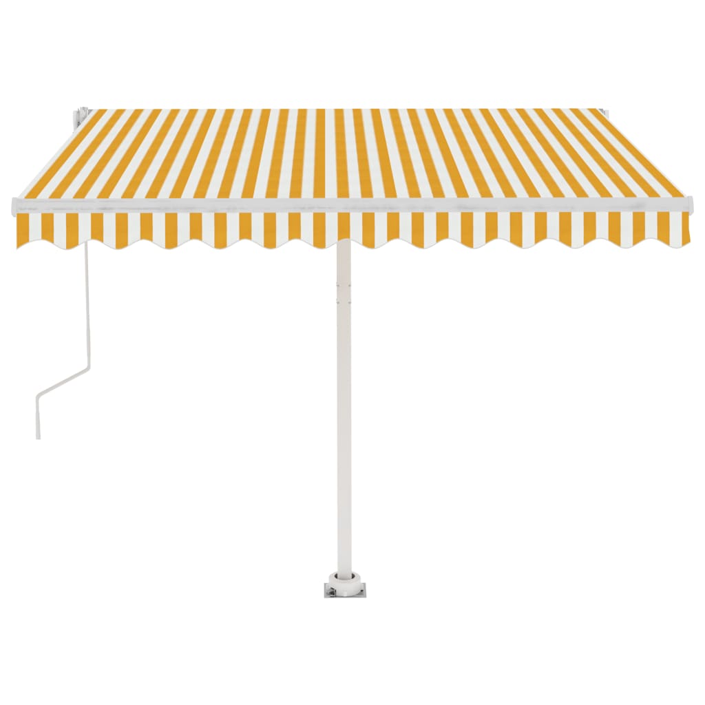 vidaXL Copertină autonomă retractabilă automat galben&alb 300x250 cm vidaXL Copertină autonomă retractabilă automat galben&alb 300x250 cm