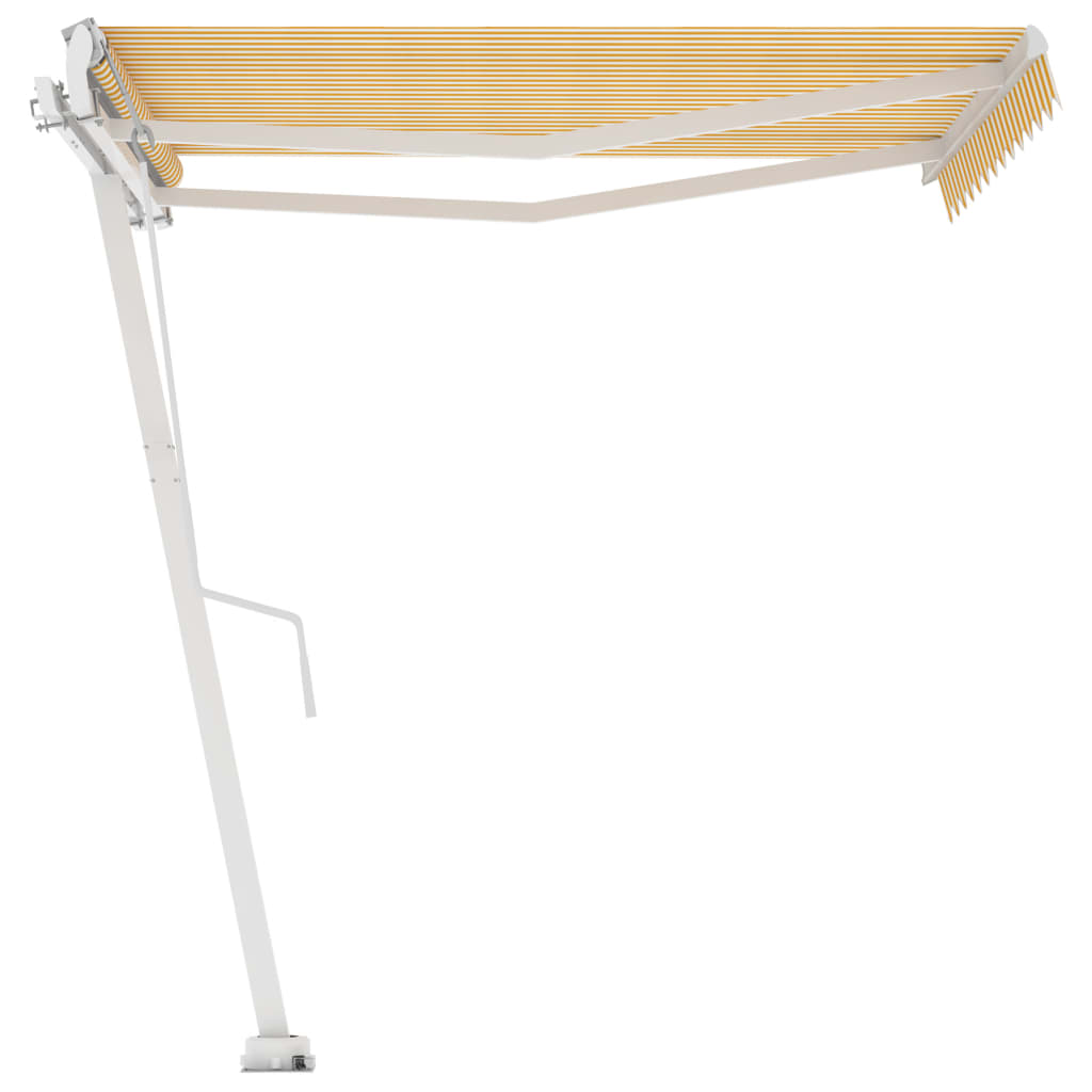 vidaXL Copertină autonomă retractabilă automat galben&alb 300x250 cm vidaXL Copertină autonomă retractabilă automat galben&alb 300x250 cm
