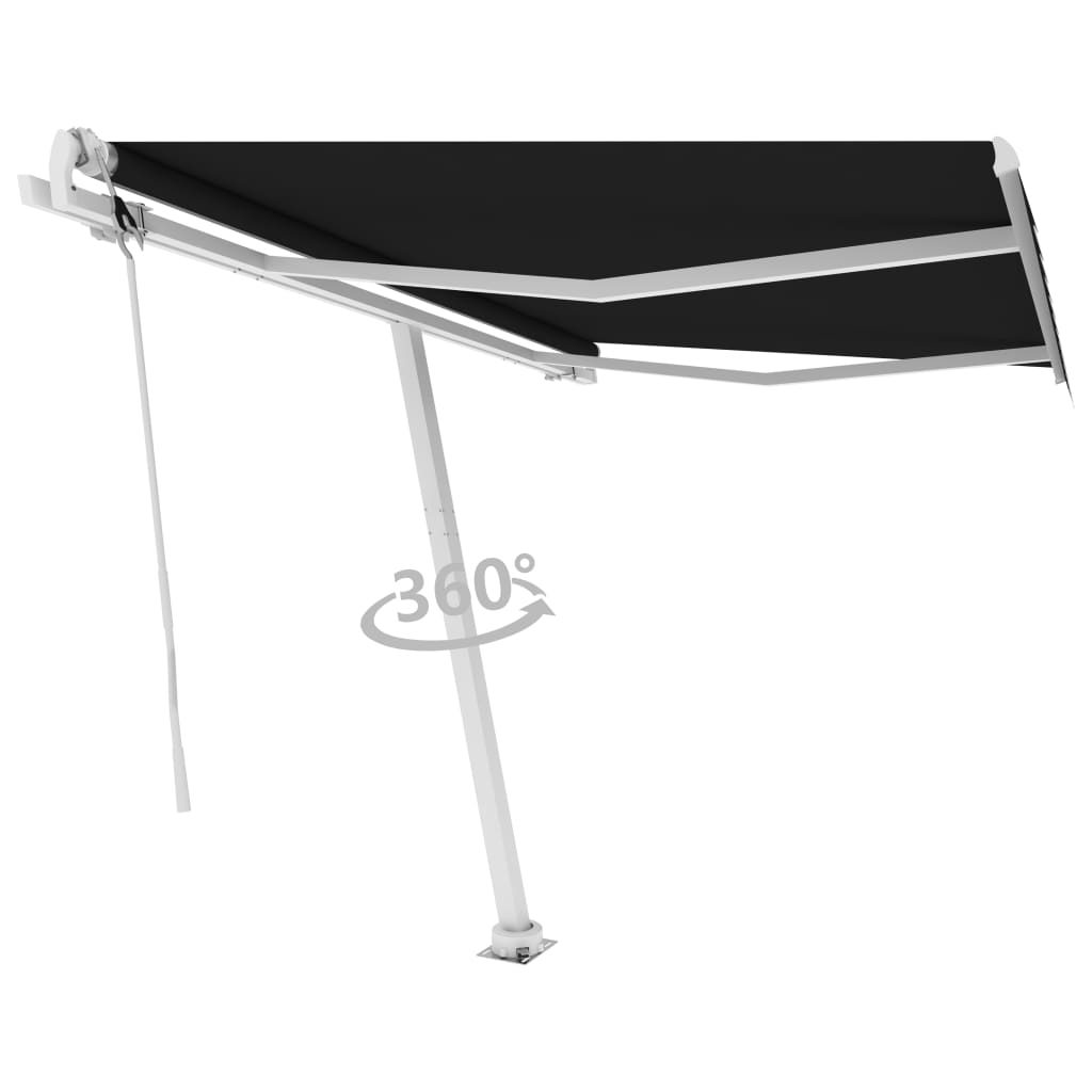 vidaXL Copertină autonomă retractabilă automat, antracit, 300x250 cm vidaXL Copertină autonomă retractabilă automat, antracit, 300x250 cm