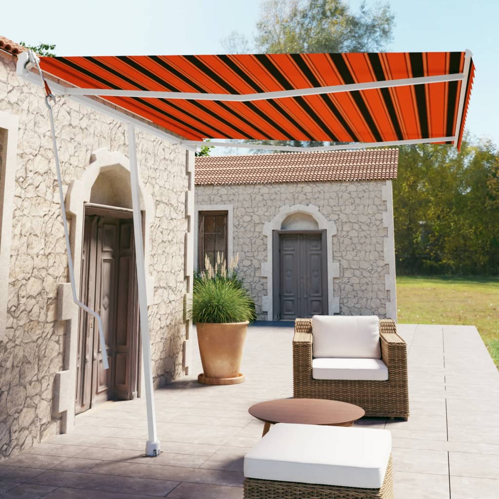 vidaXL Copertină autonomă retractabilă automat oranj&maro 300x250 cm vidaXL Copertină autonomă retractabilă automat oranj&maro 300x250 cm