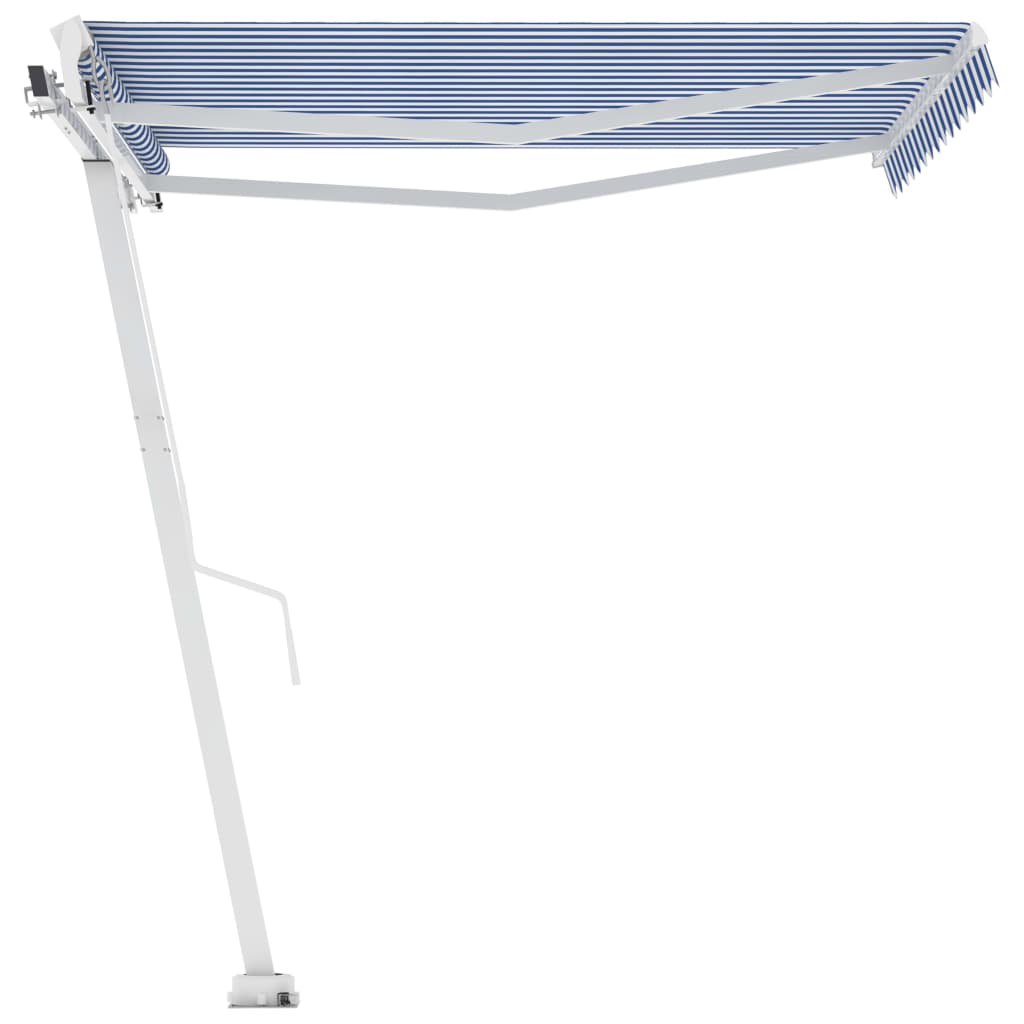 vidaXL Copertină autonomă retractabilă manual, albastru/alb, 350x250cm vidaXL Copertină autonomă retractabilă manual, albastru/alb, 350x250cm