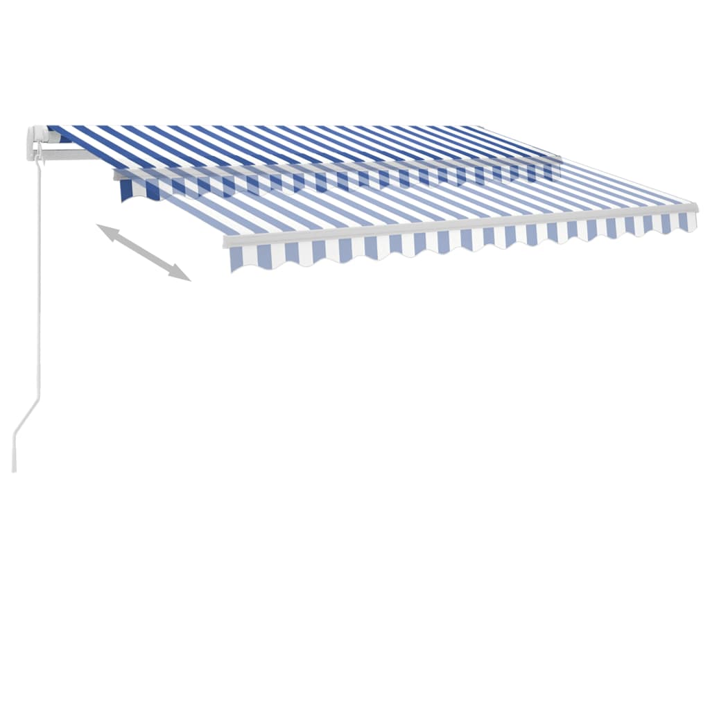 vidaXL Copertină autonomă retractabilă manual, albastru/alb, 350x250cm vidaXL Copertină autonomă retractabilă manual, albastru/alb, 350x250cm