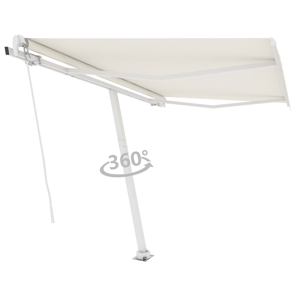 vidaXL Copertină autonomă retractabilă manual, crem, 350x250 cm
