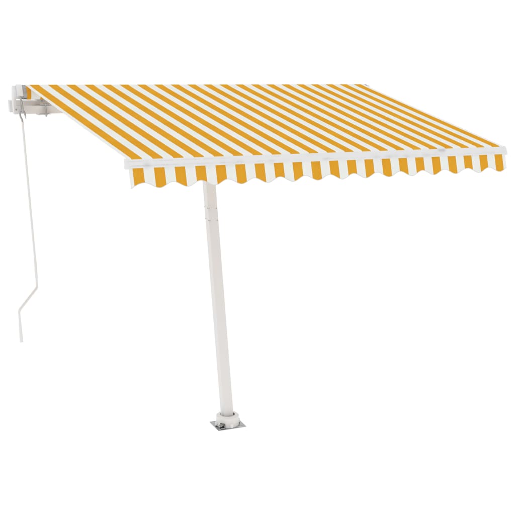 vidaXL Copertină autonomă retractabilă manual, galben/alb, 350x250 cm