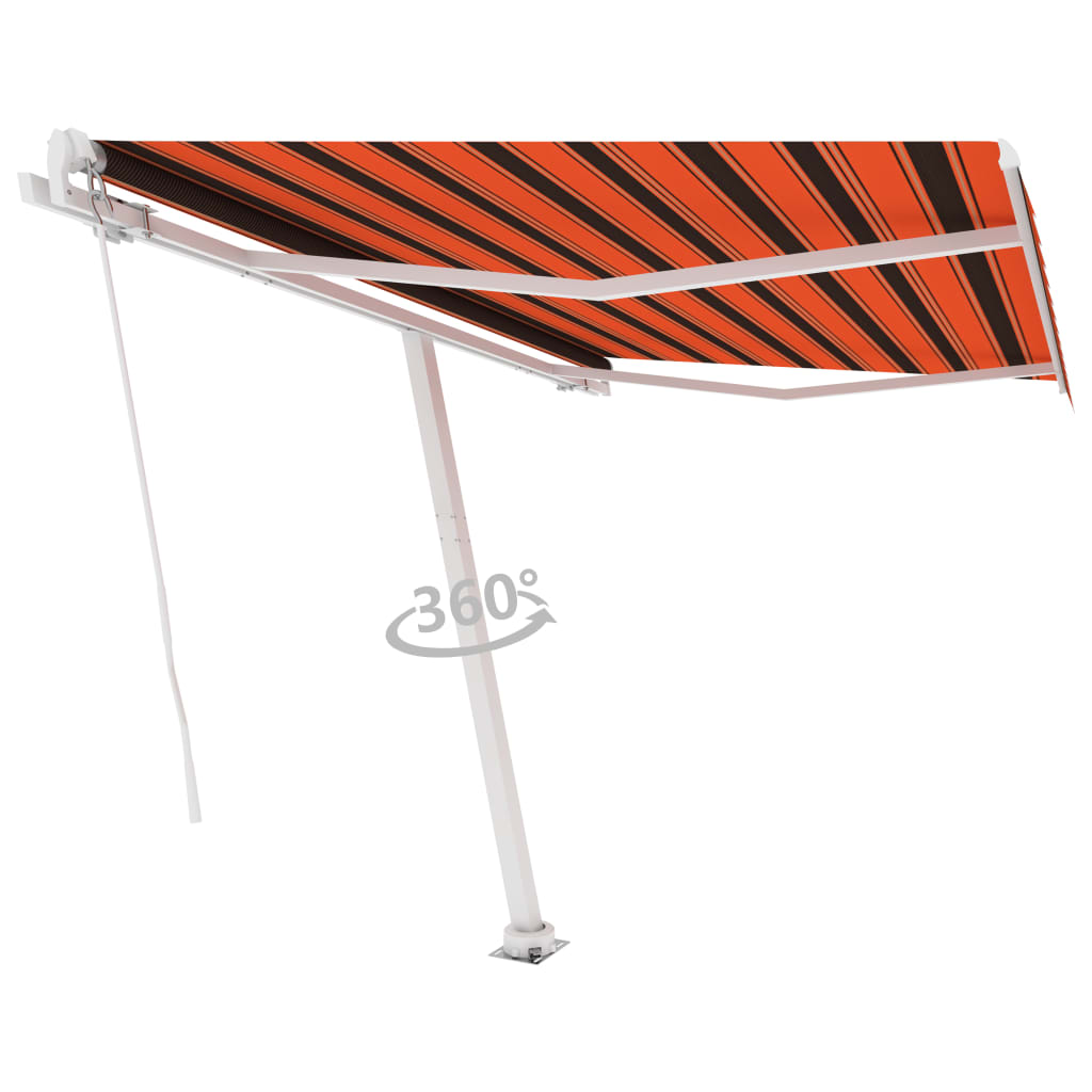 vidaXL Copertină autonomă retractabilă manual, oranj/maro, 350x250 cm
