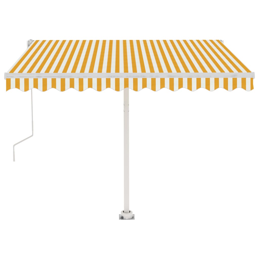 vidaXL Copertină autonomă retractabilă automat, galben&alb, 350x250 cm