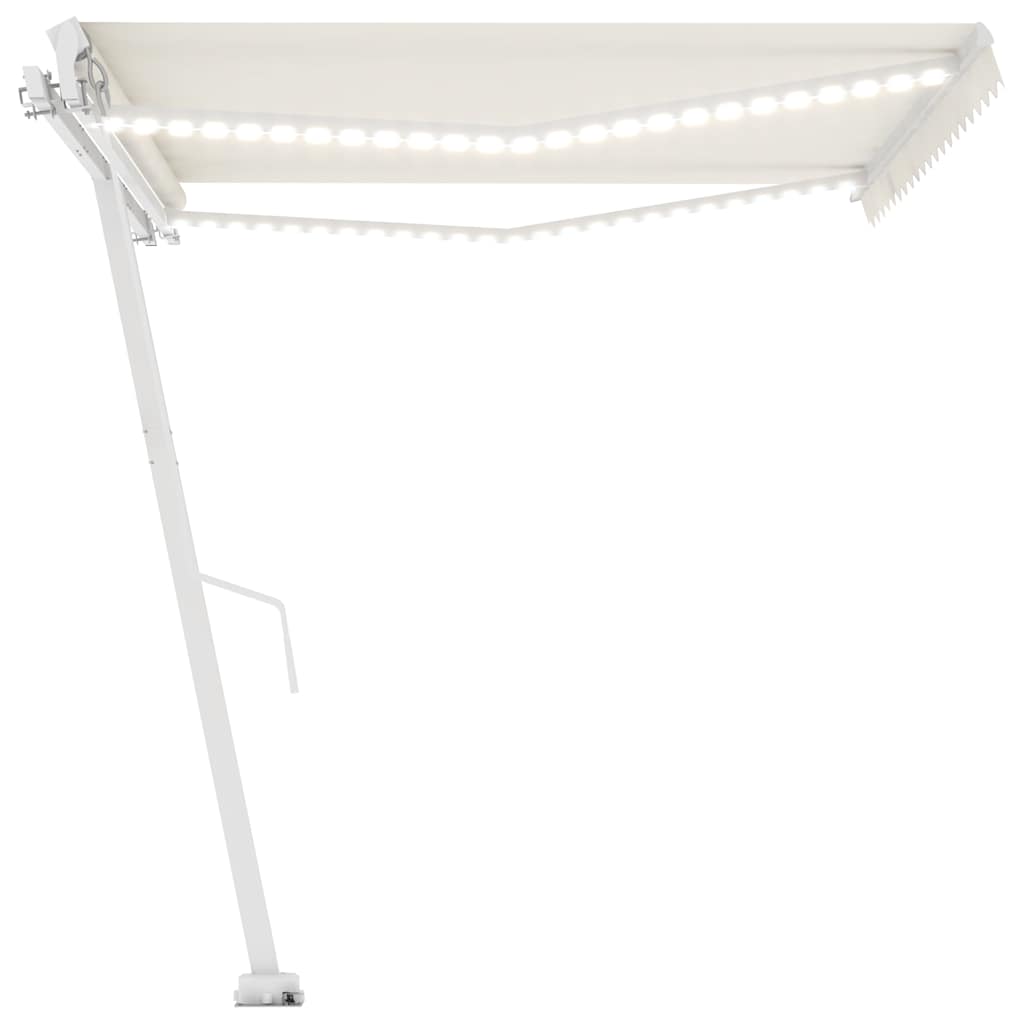 vidaXL Copertină retractabilă manual cu LED, crem, 400x300 cm