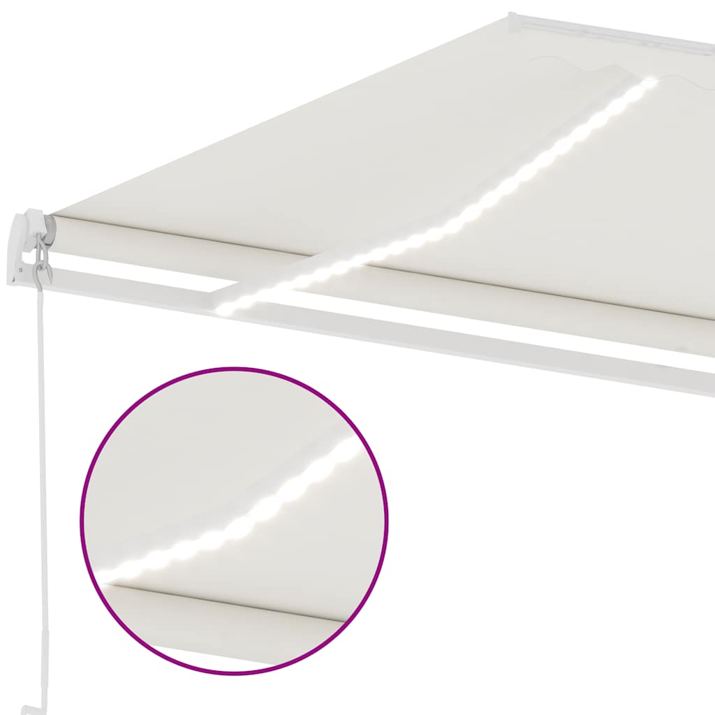 vidaXL Copertină retractabilă manual cu LED, crem, 400x300 cm