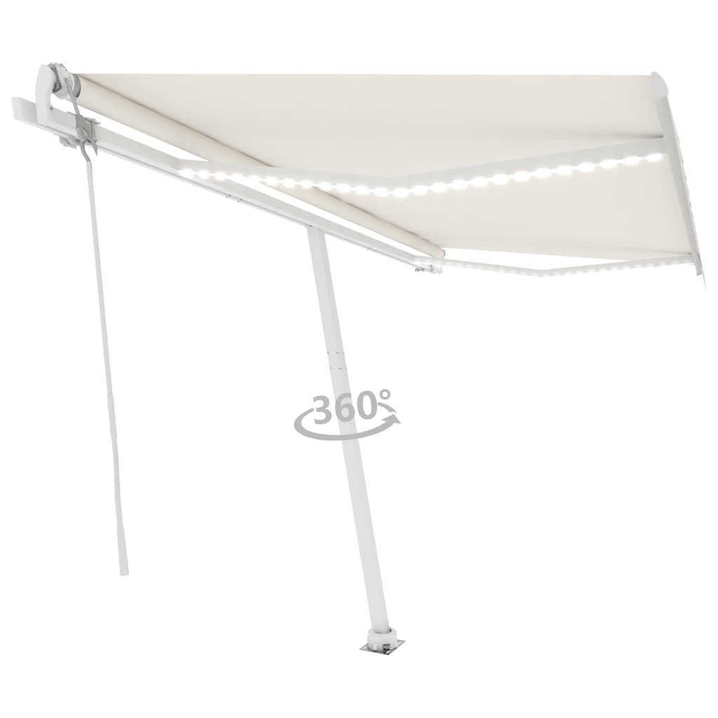 vidaXL Copertină automată cu senzor vânt & LED, crem, 450x300 cm vidaXL Copertină automată cu senzor vânt & LED, crem, 450x300 cm