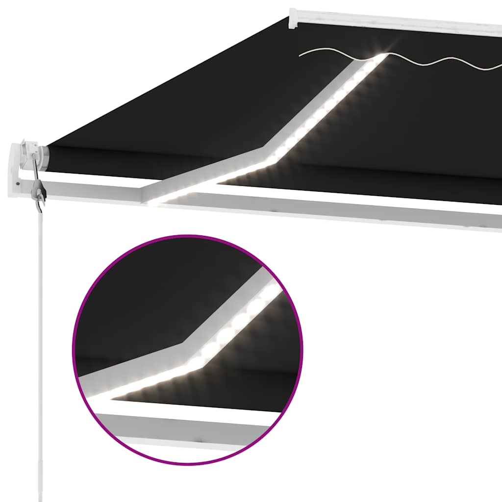 vidaXL Copertină automată cu senzor vânt & LED, antracit, 450x300 cm vidaXL Copertină automată cu senzor vânt & LED, antracit, 450x300 cm