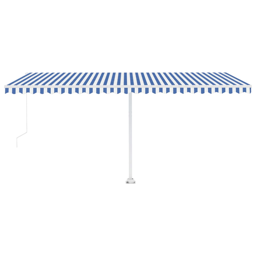 vidaXL Copertină autonomă retractabilă manual, albastru/alb, 500x300cm vidaXL Copertină autonomă retractabilă manual, albastru/alb, 500x300cm
