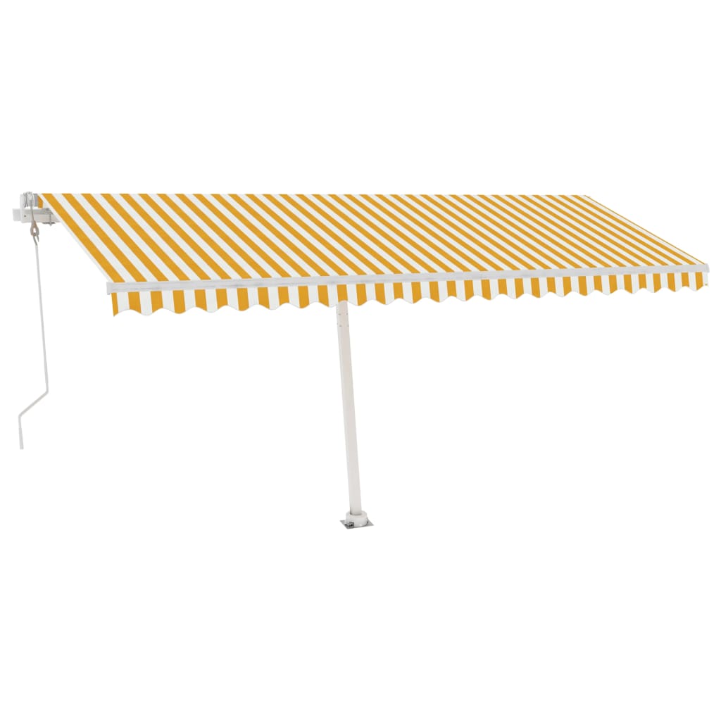 vidaXL Copertină autonomă retractabilă automat galben&alb 500x300 cm vidaXL Copertină autonomă retractabilă automat galben&alb 500x300 cm