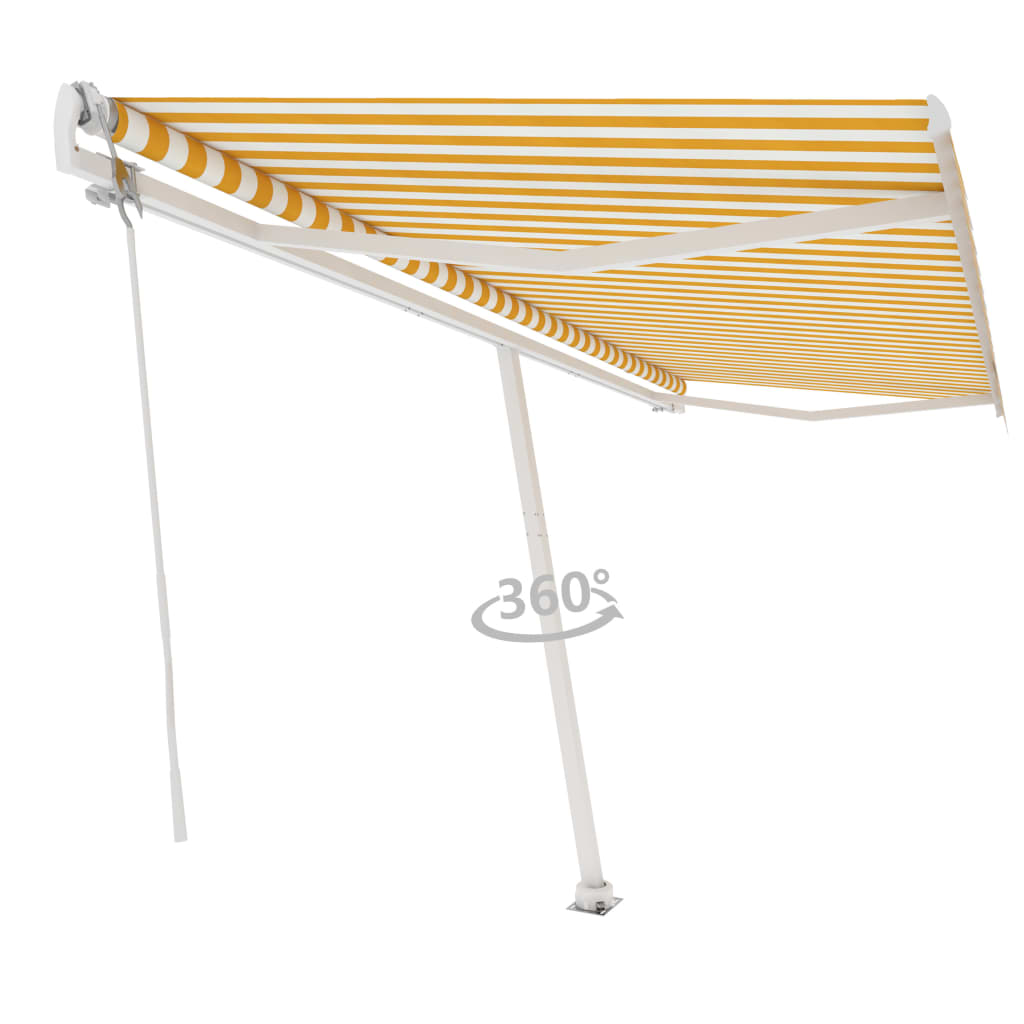 vidaXL Copertină autonomă retractabilă automat galben&alb 500x300 cm vidaXL Copertină autonomă retractabilă automat galben&alb 500x300 cm