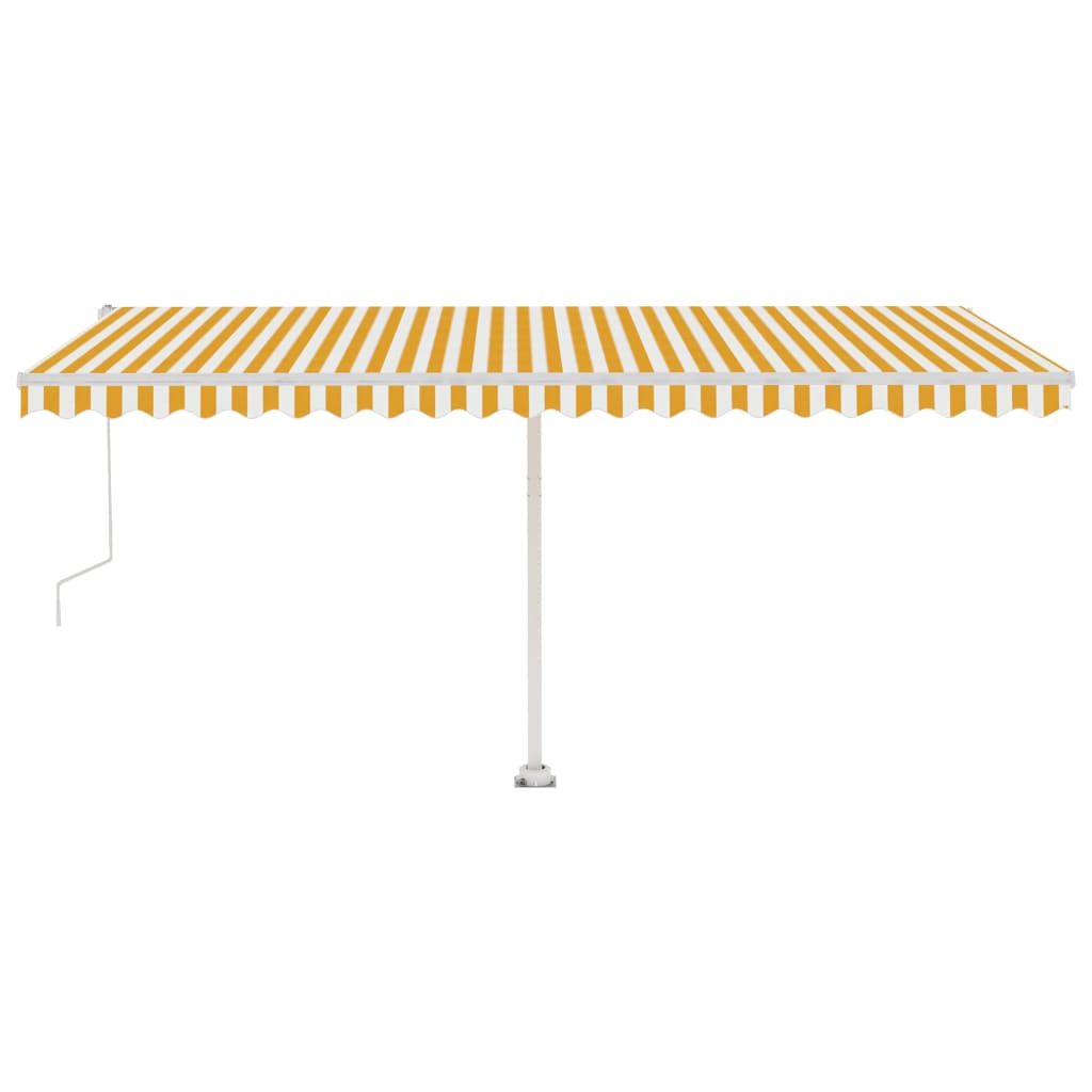 vidaXL Copertină autonomă retractabilă automat galben&alb 500x300 cm vidaXL Copertină autonomă retractabilă automat galben&alb 500x300 cm