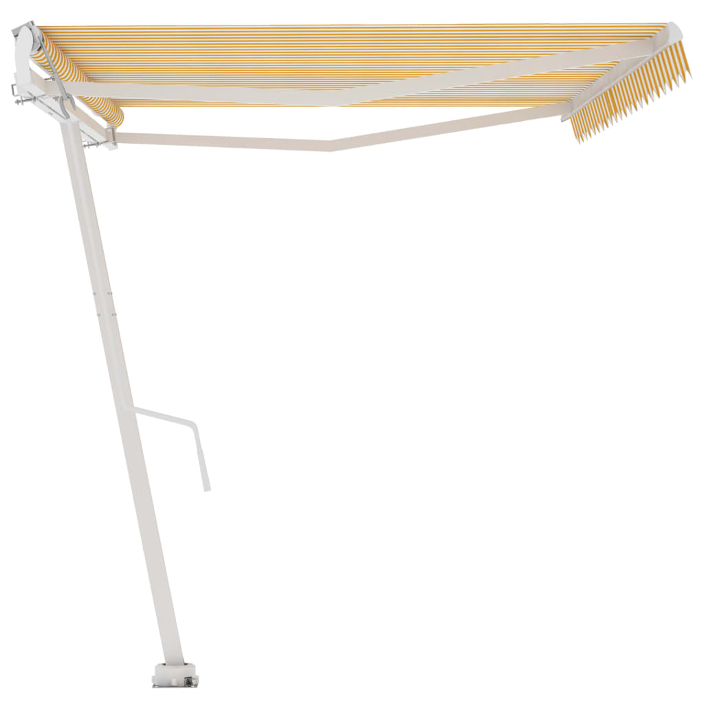 vidaXL Copertină autonomă retractabilă automat galben&alb 500x300 cm vidaXL Copertină autonomă retractabilă automat galben&alb 500x300 cm