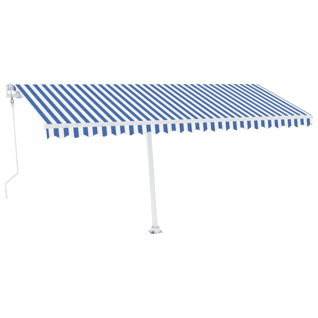 vidaXL Copertină automată cu senzor vânt&LED, albastru/alb 500x300 cm vidaXL Copertină automată cu senzor vânt&LED, albastru/alb 500x300 cm