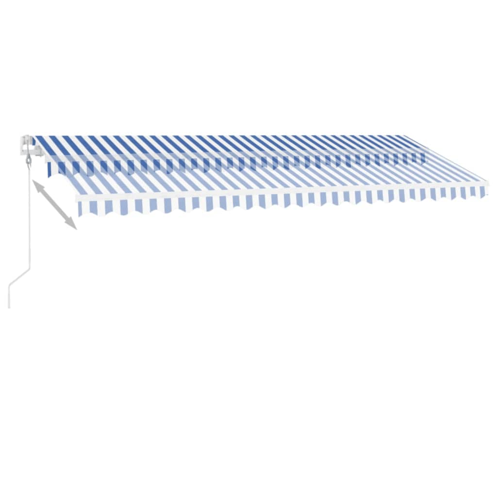 vidaXL Copertină automată cu senzor vânt&LED, albastru/alb 500x300 cm vidaXL Copertină automată cu senzor vânt&LED, albastru/alb 500x300 cm