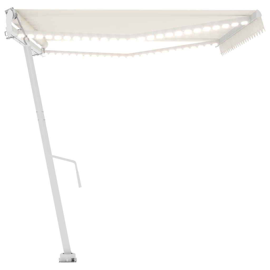 vidaXL Copertină automată cu senzor vânt & LED, crem, 500x300 cm