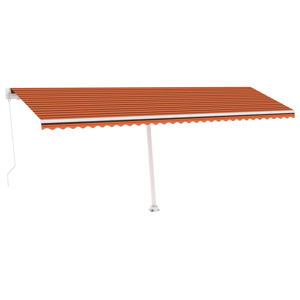vidaXL Copertină retractabilă manual, LED, portocaliu&maro, 600x300 cm