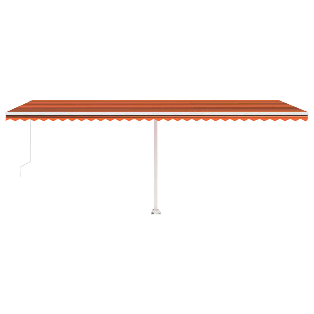 vidaXL Copertină retractabilă manual, LED, portocaliu&maro, 600x300 cm
