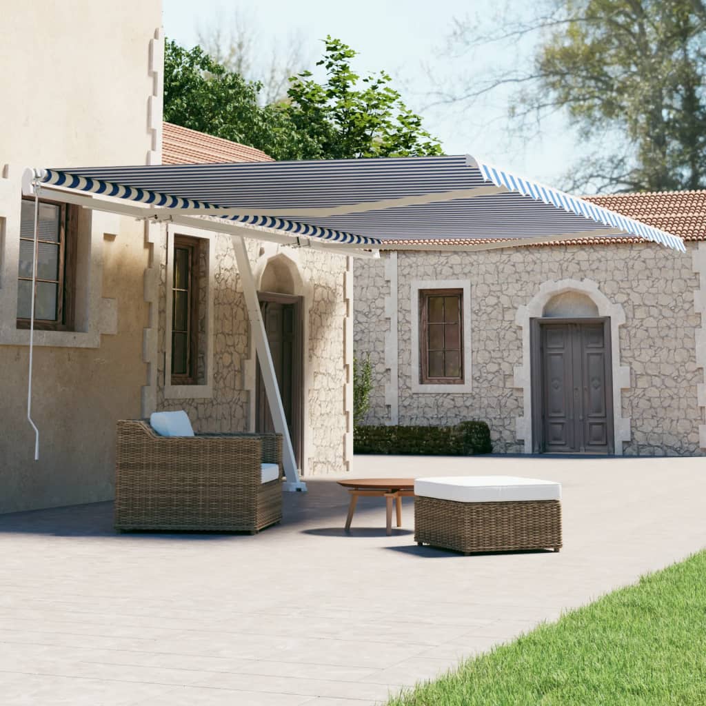vidaXL Copertină autonomă retractabilă automat albastru&alb 600x300 cm vidaXL Copertină autonomă retractabilă automat albastru&alb 600x300 cm