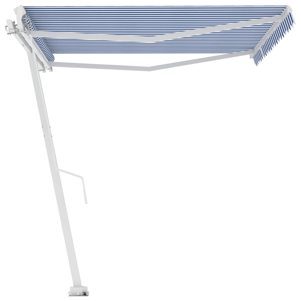 vidaXL Copertină autonomă retractabilă manual, albastru/alb, 400x350cm vidaXL Copertină autonomă retractabilă manual, albastru/alb, 400x350cm