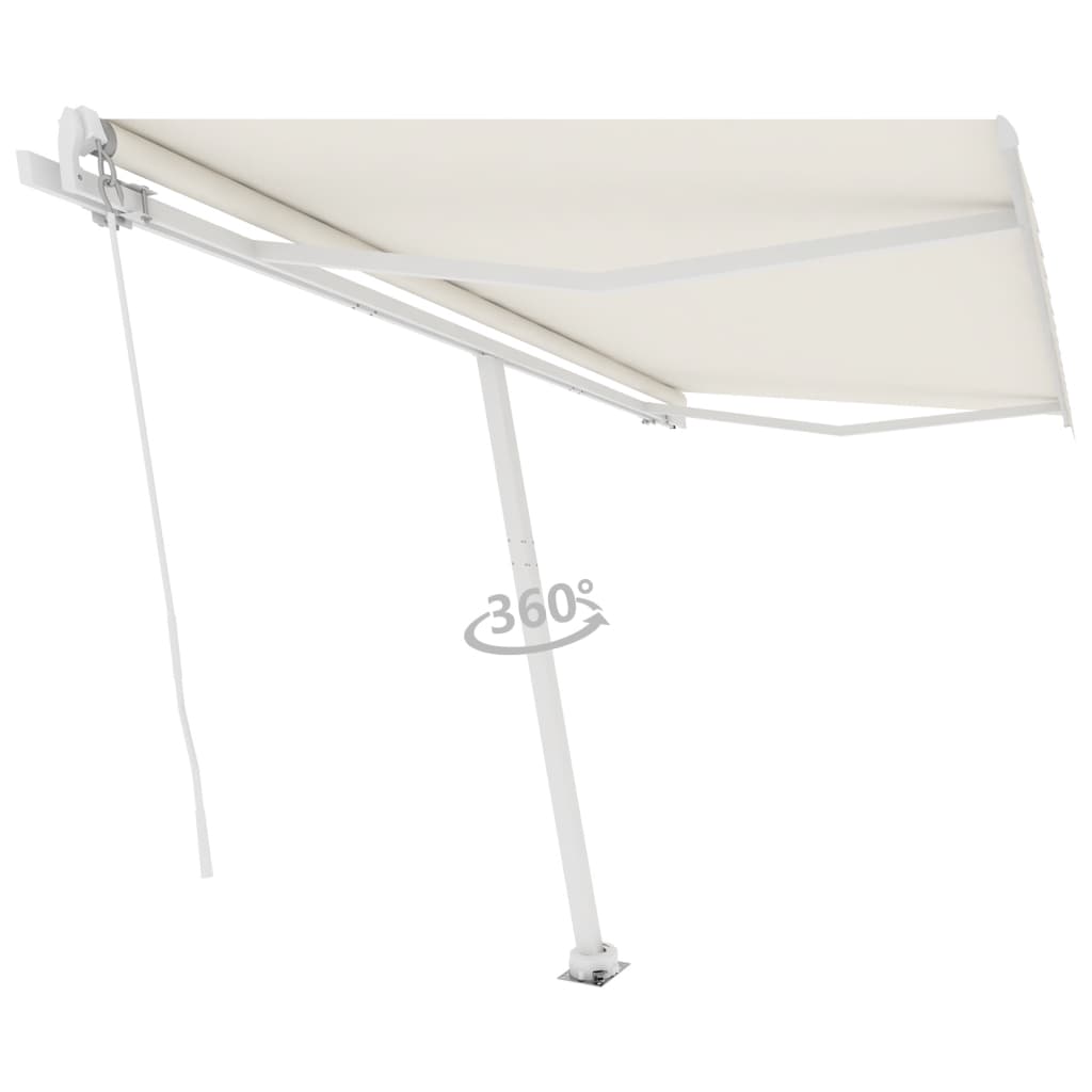 vidaXL Copertină autonomă retractabilă manual, crem, 400x350 cm