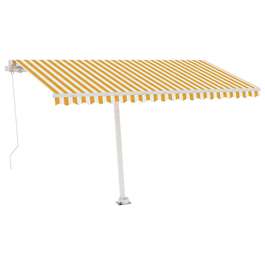 vidaXL Copertină autonomă retractabilă manual, galben/alb, 400x350 cm
