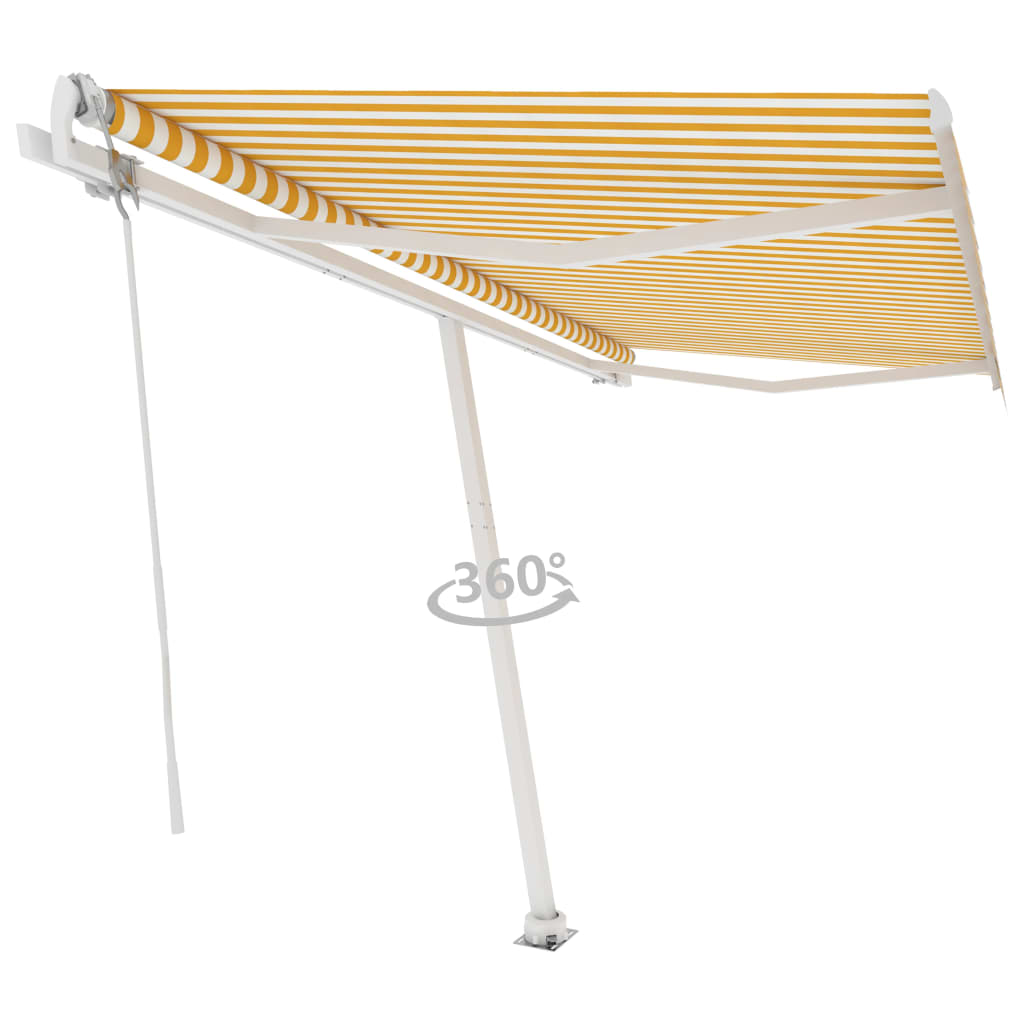 vidaXL Copertină autonomă retractabilă automat galben&alb 400x350 cm vidaXL Copertină autonomă retractabilă automat galben&alb 400x350 cm