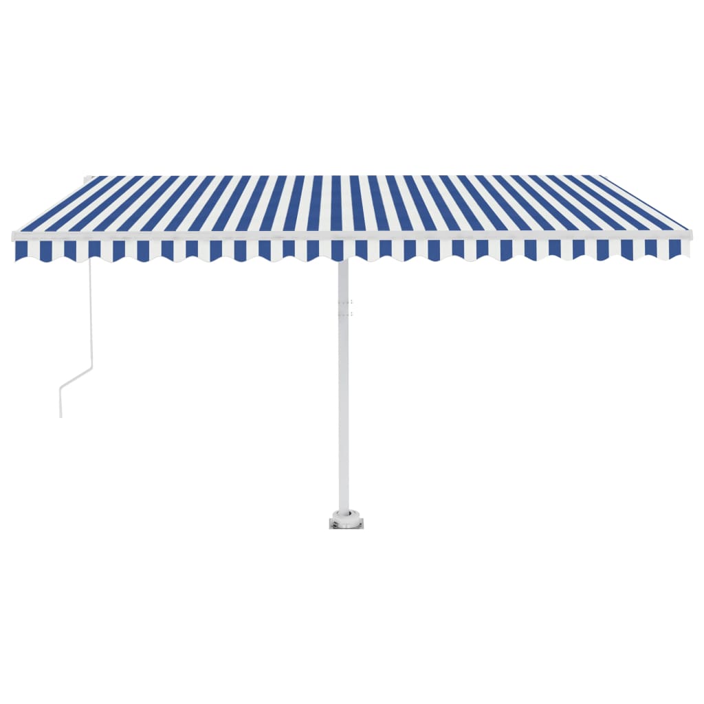 vidaXL Copertină retractabilă manual autonomă, albastru/alb, 450x350cm
