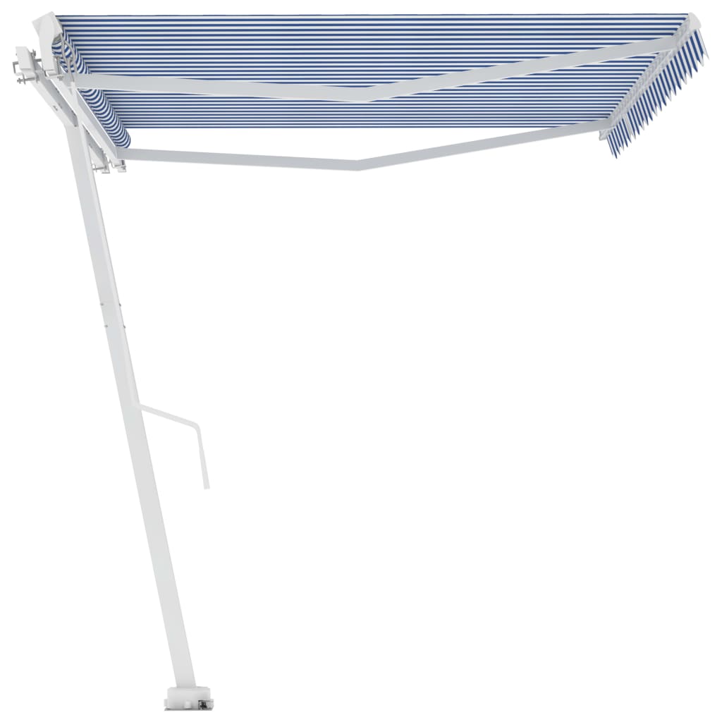 vidaXL Copertină retractabilă manual autonomă, albastru/alb, 450x350cm
