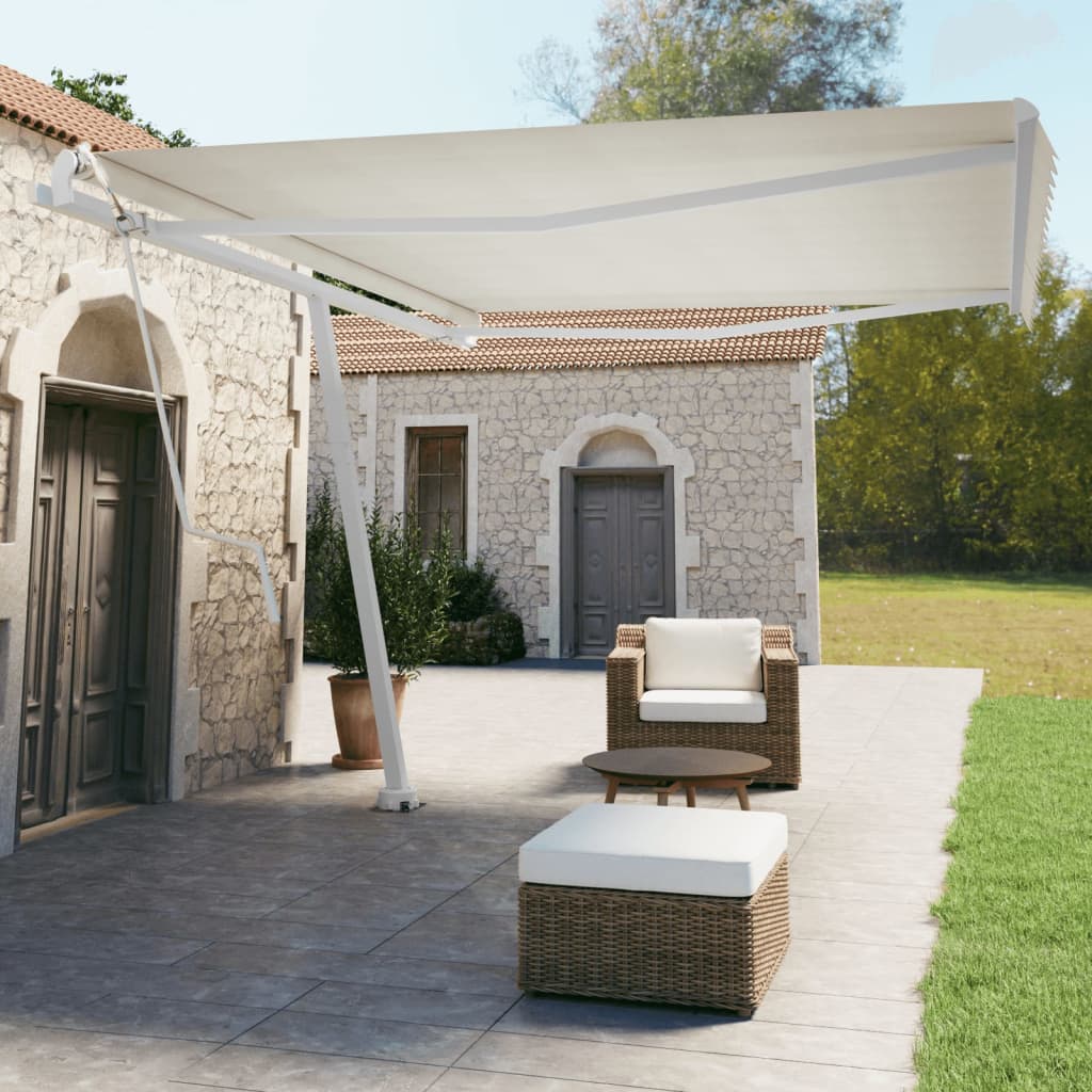 vidaXL Copertină autonomă retractabilă automat, crem, 450x350 cm vidaXL Copertină autonomă retractabilă automat, crem, 450x350 cm