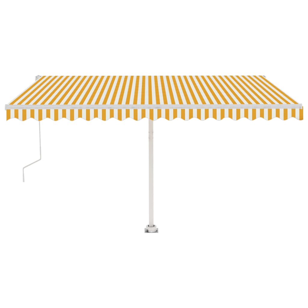 vidaXL Copertină autonomă retractabilă automat galben&alb 450x350 cm