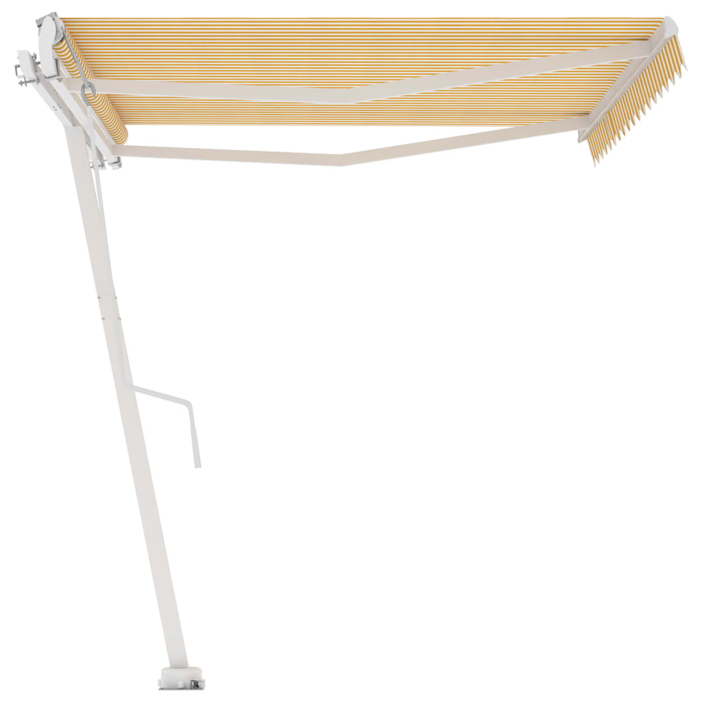 vidaXL Copertină autonomă retractabilă automat galben&alb 450x350 cm