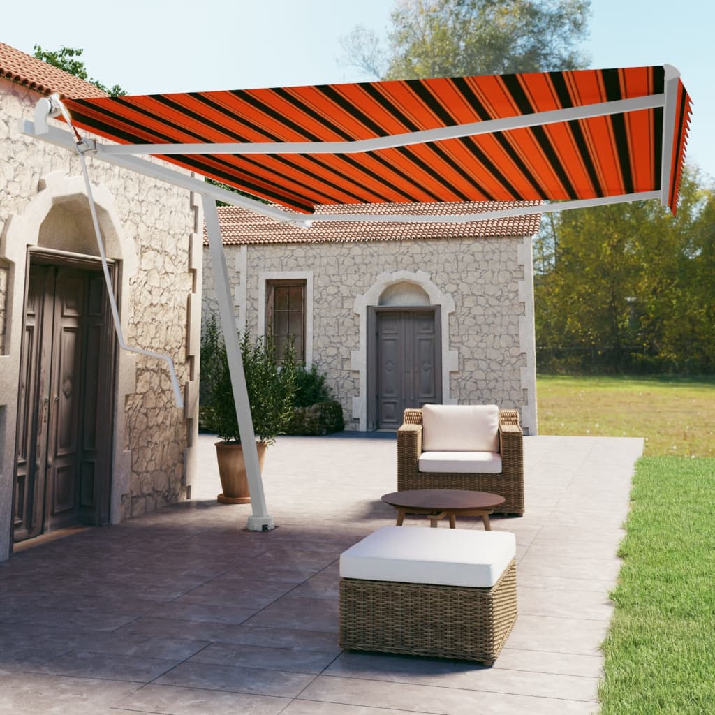 vidaXL Copertină autonomă retractabilă automat oranj&maro 450x350 cm vidaXL Copertină autonomă retractabilă automat oranj&maro 450x350 cm