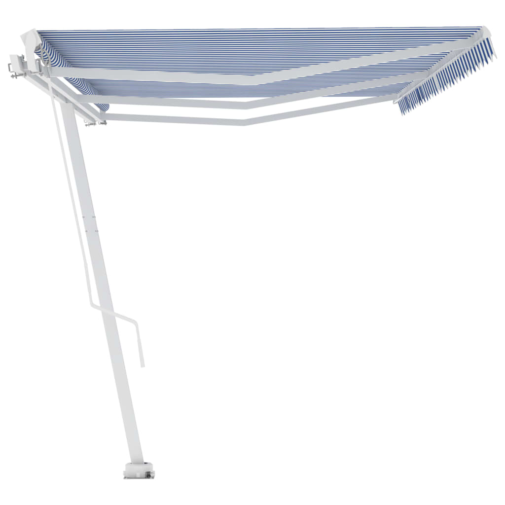 vidaXL Copertină retractabilă manual, albastru și alb, 600x350 cm