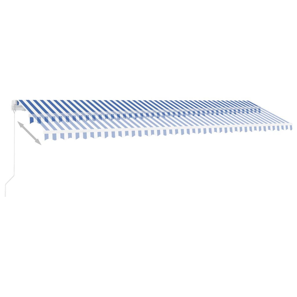vidaXL Copertină retractabilă manual, albastru și alb, 600x350 cm