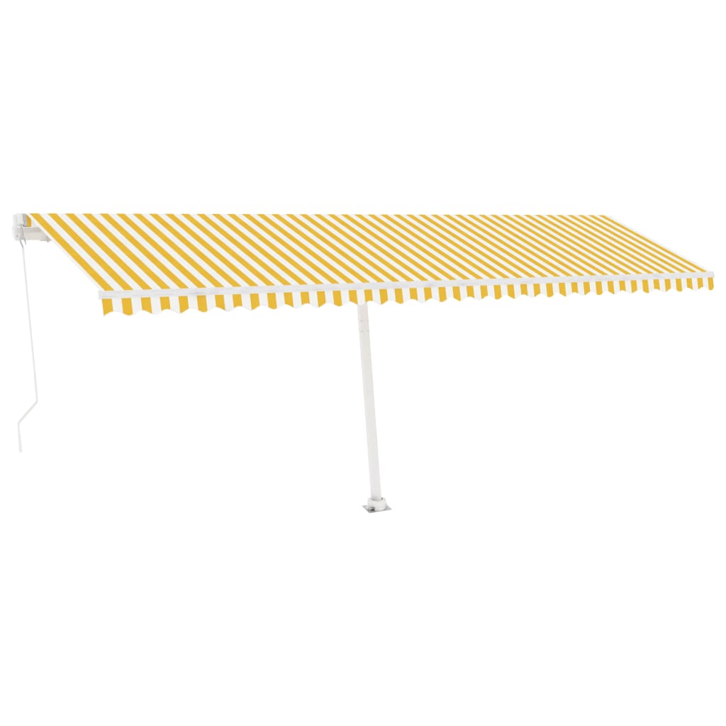 vidaXL Copertină retractabilă manual cu LED, galben și alb, 600x350 cm