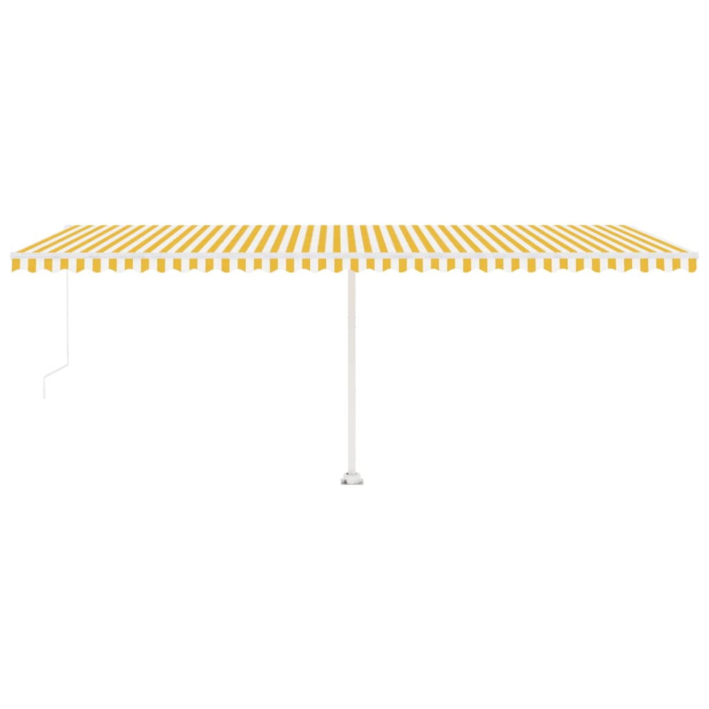 vidaXL Copertină retractabilă manual cu LED, galben și alb, 600x350 cm