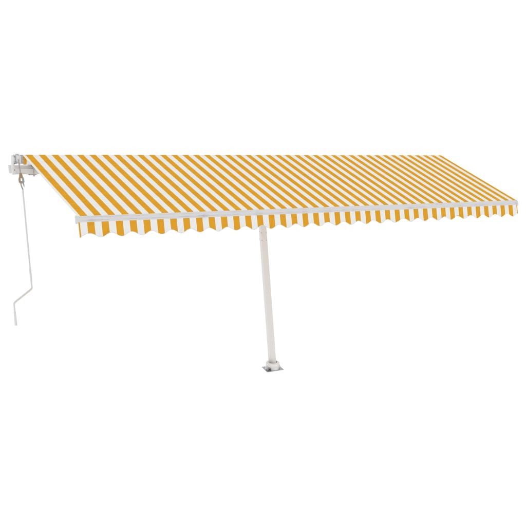 vidaXL Copertină autonomă retractabilă automat galben&alb 600x350 cm vidaXL Copertină autonomă retractabilă automat galben&alb 600x350 cm