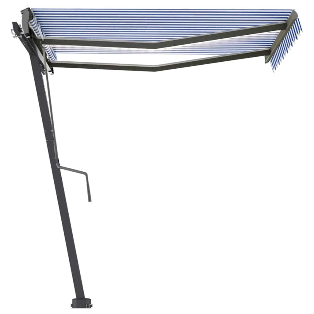 vidaXL Copertină retractabilă manual cu LED albastru și alb 300x250 cm