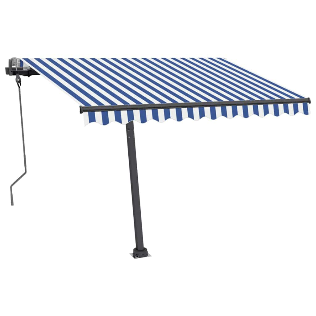 vidaXL Copertină retractabilă manual cu LED albastru și alb 300x250 cm