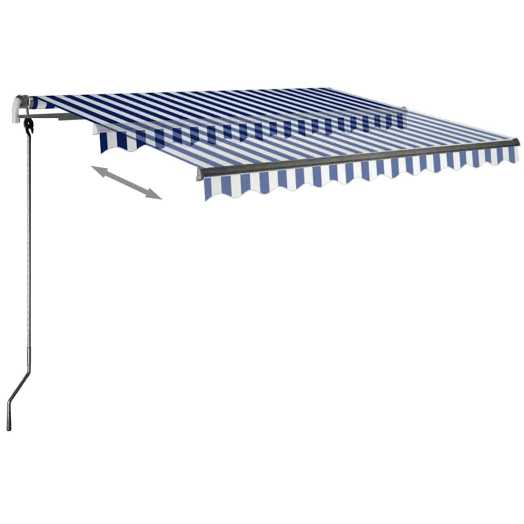 vidaXL Copertină retractabilă manual cu LED albastru și alb 300x250 cm