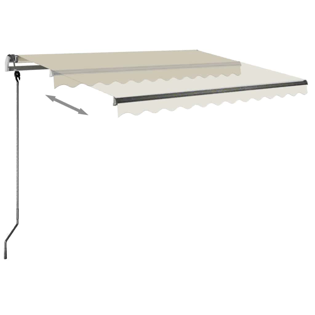 vidaXL Copertină retractabilă manual cu LED, crem, 300x250 cm