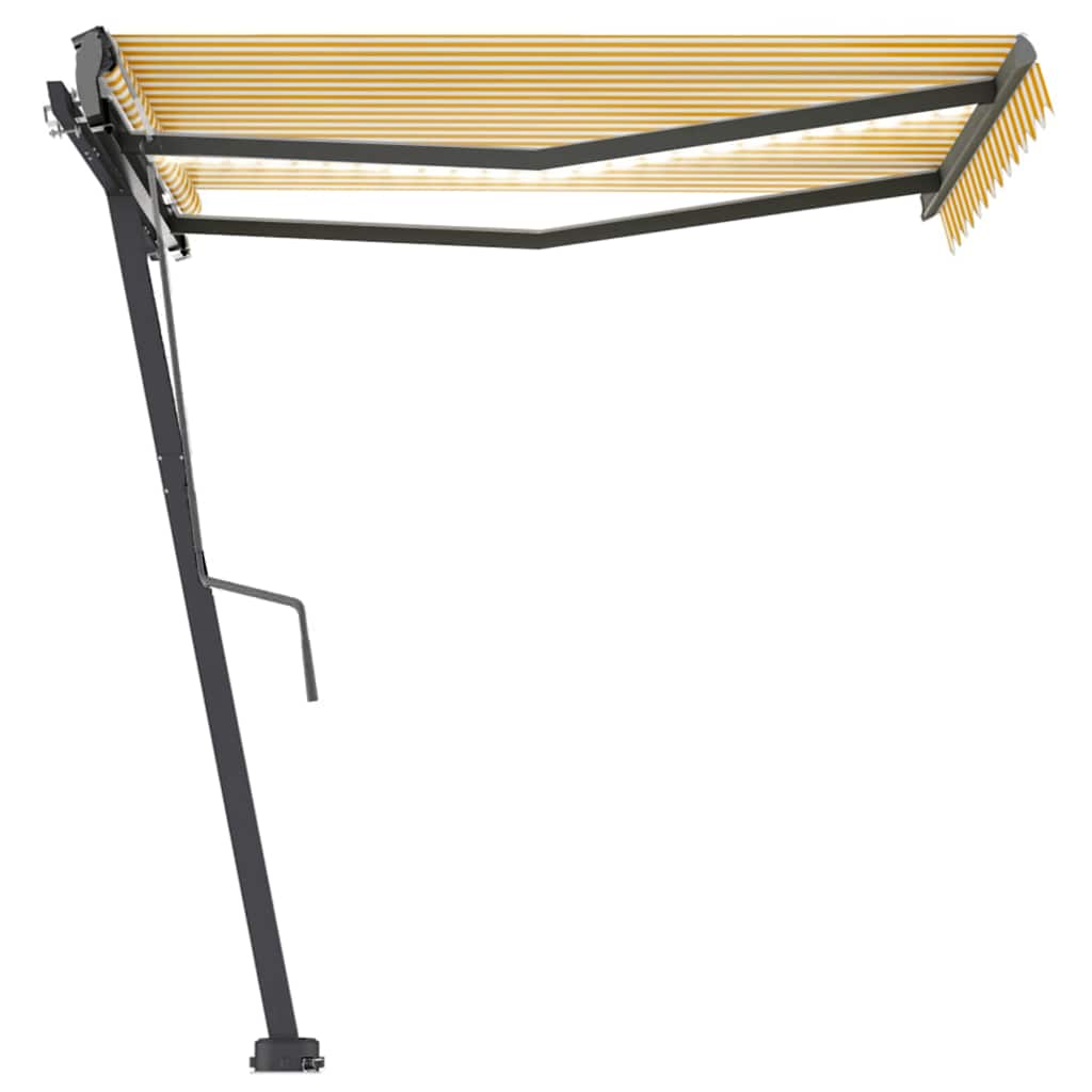 vidaXL Copertină retractabilă manual cu LED galben și alb 300x250 cm vidaXL Copertină retractabilă manual cu LED galben și alb 300x250 cm