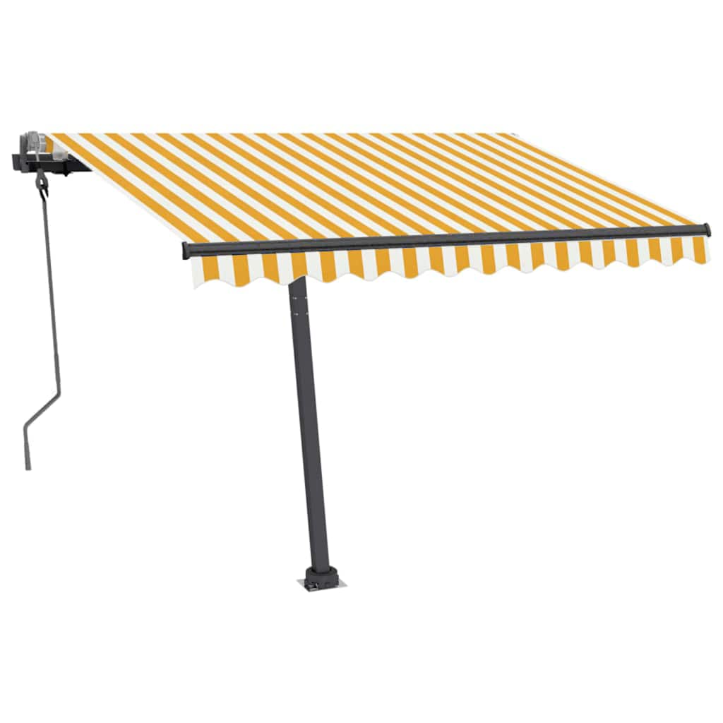 vidaXL Copertină retractabilă manual cu LED galben și alb 300x250 cm vidaXL Copertină retractabilă manual cu LED galben și alb 300x250 cm