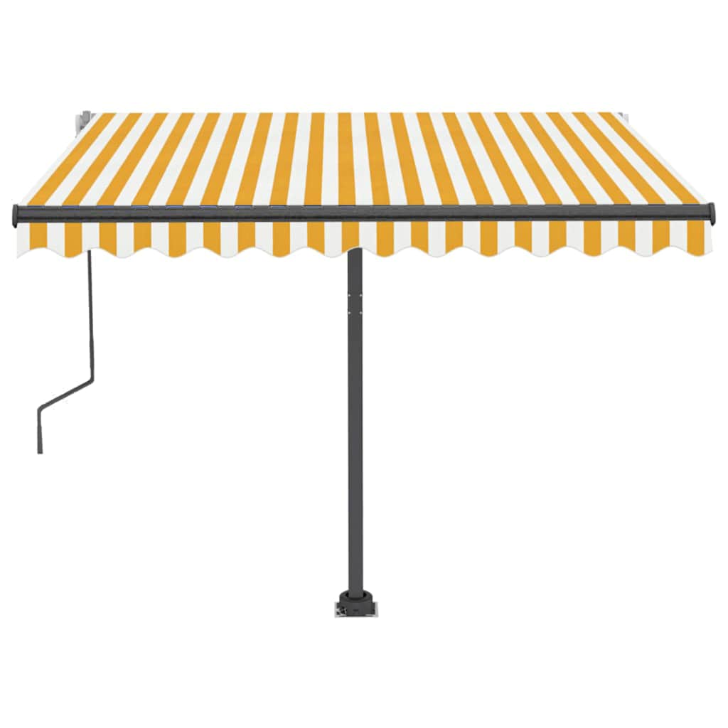vidaXL Copertină retractabilă manual cu LED galben și alb 300x250 cm vidaXL Copertină retractabilă manual cu LED galben și alb 300x250 cm